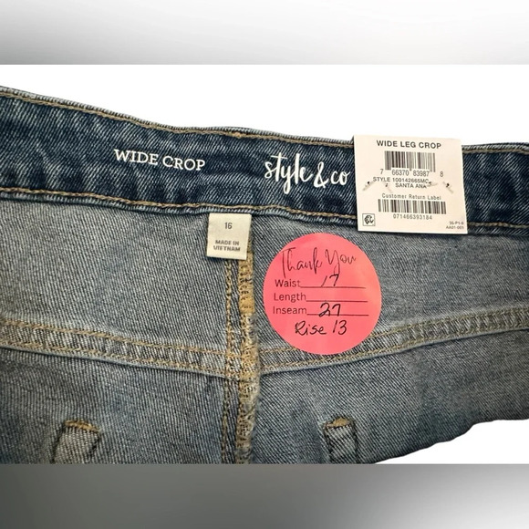 Style & Co. Wide Leg Crop Jeans Frayed Hem - Picture 4 of 9